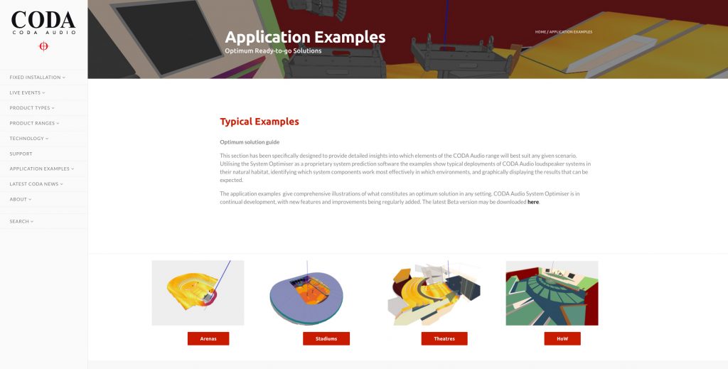 CODA Audio网站添加“应用示例(Application Examples)”内容板块